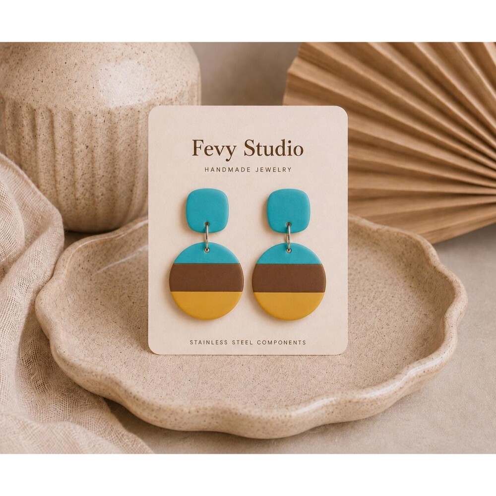 Modern Color Block Clay Earrings | Red White Black Statement Dangles